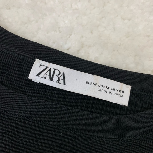 Zara Black Drawstring Front Short Sleeve Sweater Tee - Picture 9 of 11